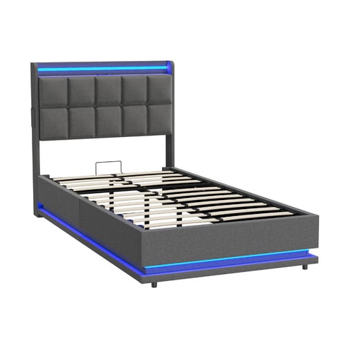 Marcel Gas Lift Storage Bed with LED & Charging Station