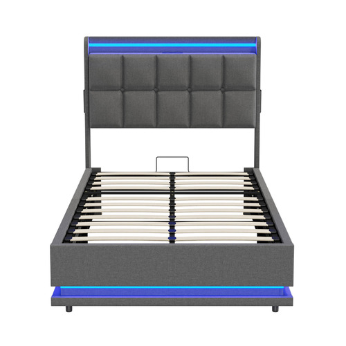 Marcel Gas Lift Storage Bed with LED & Charging Station