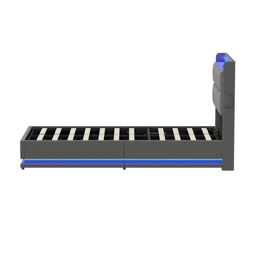 Marcel Gas Lift Storage Bed with LED & Charging Station