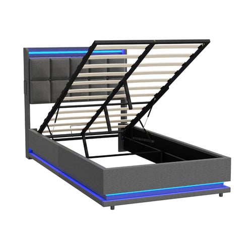 Marcel Gas Lift Storage Bed with LED & Charging Station