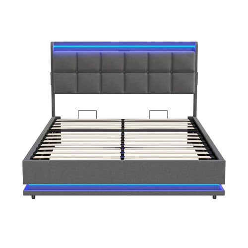 Marcel Gas Lift Storage Bed with LED & Charging Station