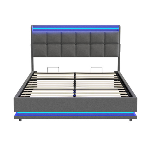 Marcel Gas Lift Storage Bed with LED & Charging Station