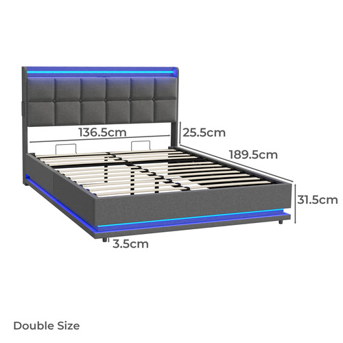 Marcel Gas Lift Storage Bed with LED & Charging Station