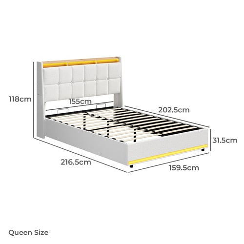 Ophelia Sherpa Gas Lift Storage Bed with LED