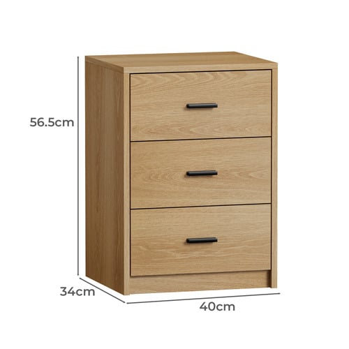Arlo 3 Drawer Bedside Table