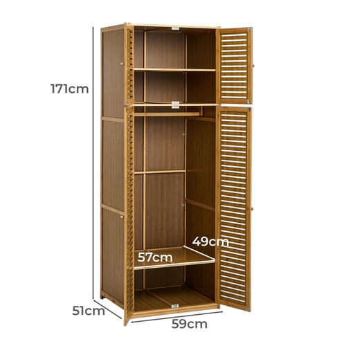 Fenric 4 Door Bamboo Wardrobe