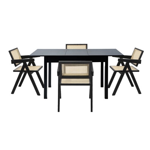 Laurent Rattan Extendable Dining Table & Chair Set