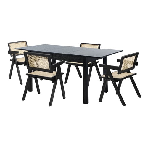 Laurent Rattan Extendable Dining Table & Chair Set