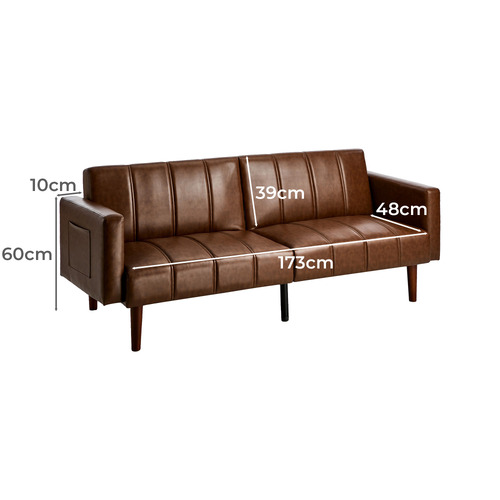 Matthew 3 Seater Single Faux Leather Sofa Bed