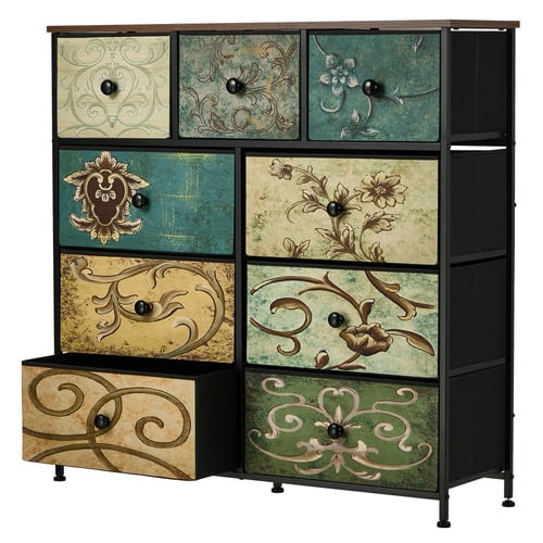 Vintage Green Vanderco 9 Drawer Chest
