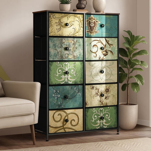 Vintage Green Vanderco 10 Drawer Chest