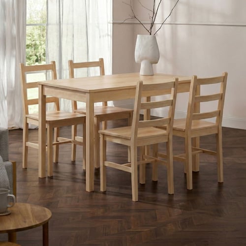 4 Seater Abriana Pine Wood Dining Table & Chair Set