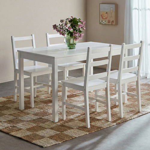 4 Seater Abriana Pine Wood Dining Table & Chair Set