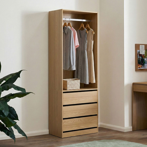 Natural Cassandra 3 Drawer Wardrobe