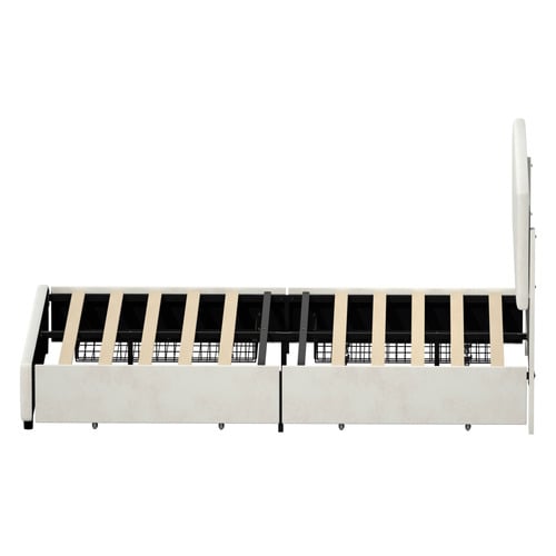 Akela Velvet Bed Frame with LED & Drawers
