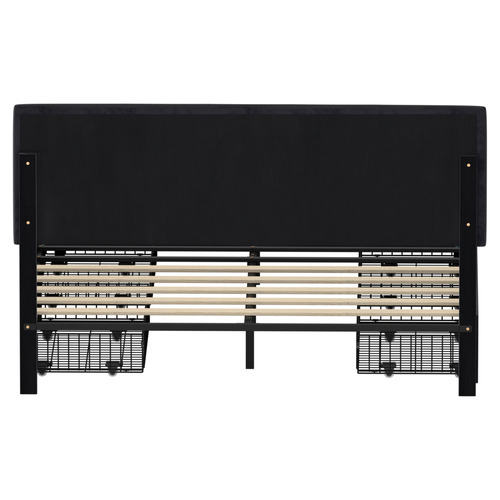 Akela Velvet Bed Frame with LED & Drawers