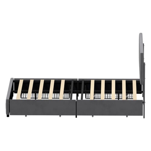 Akela Velvet Bed Frame with LED & Drawers