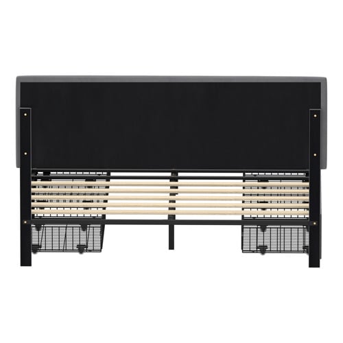 Akela Velvet Bed Frame with LED & Drawers