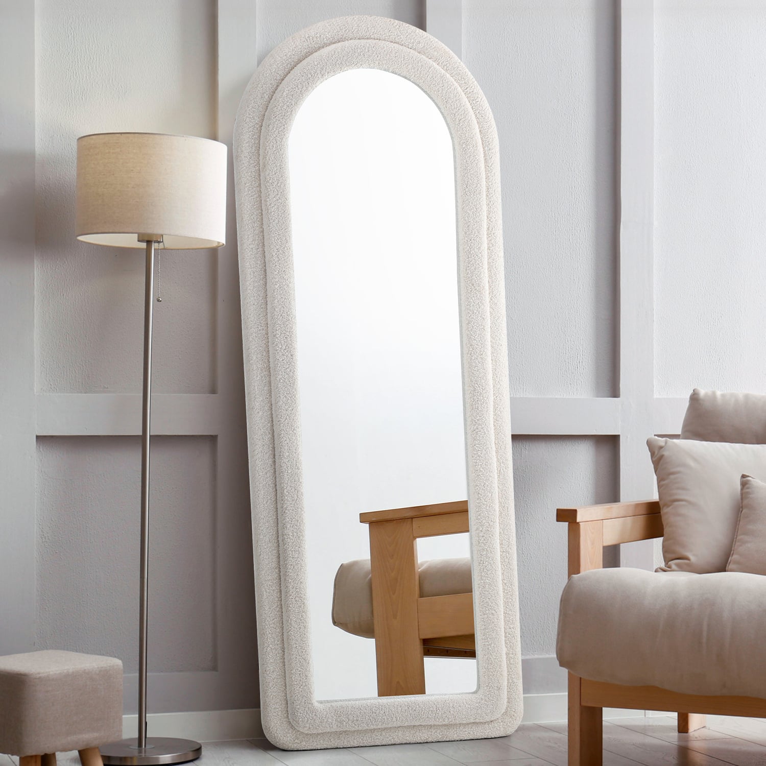 Saige Arched Boucle Full Length Mirror