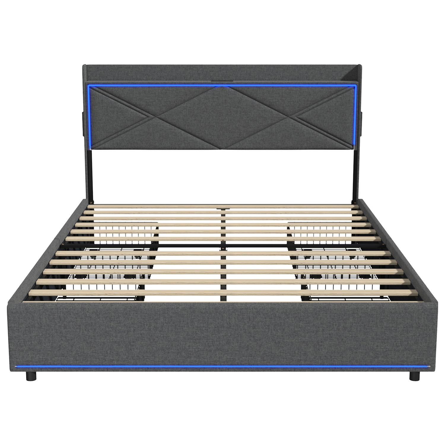 Nova Upholstered Bed with LED & Drawers
