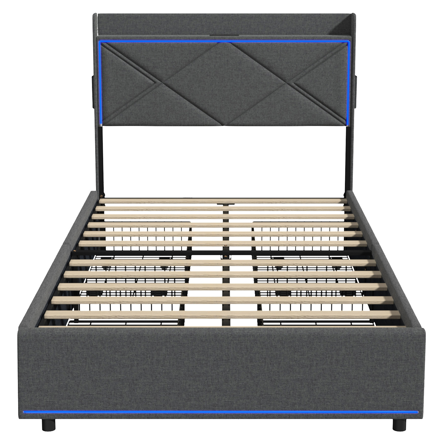 Nova Upholstered Bed with LED & Drawers