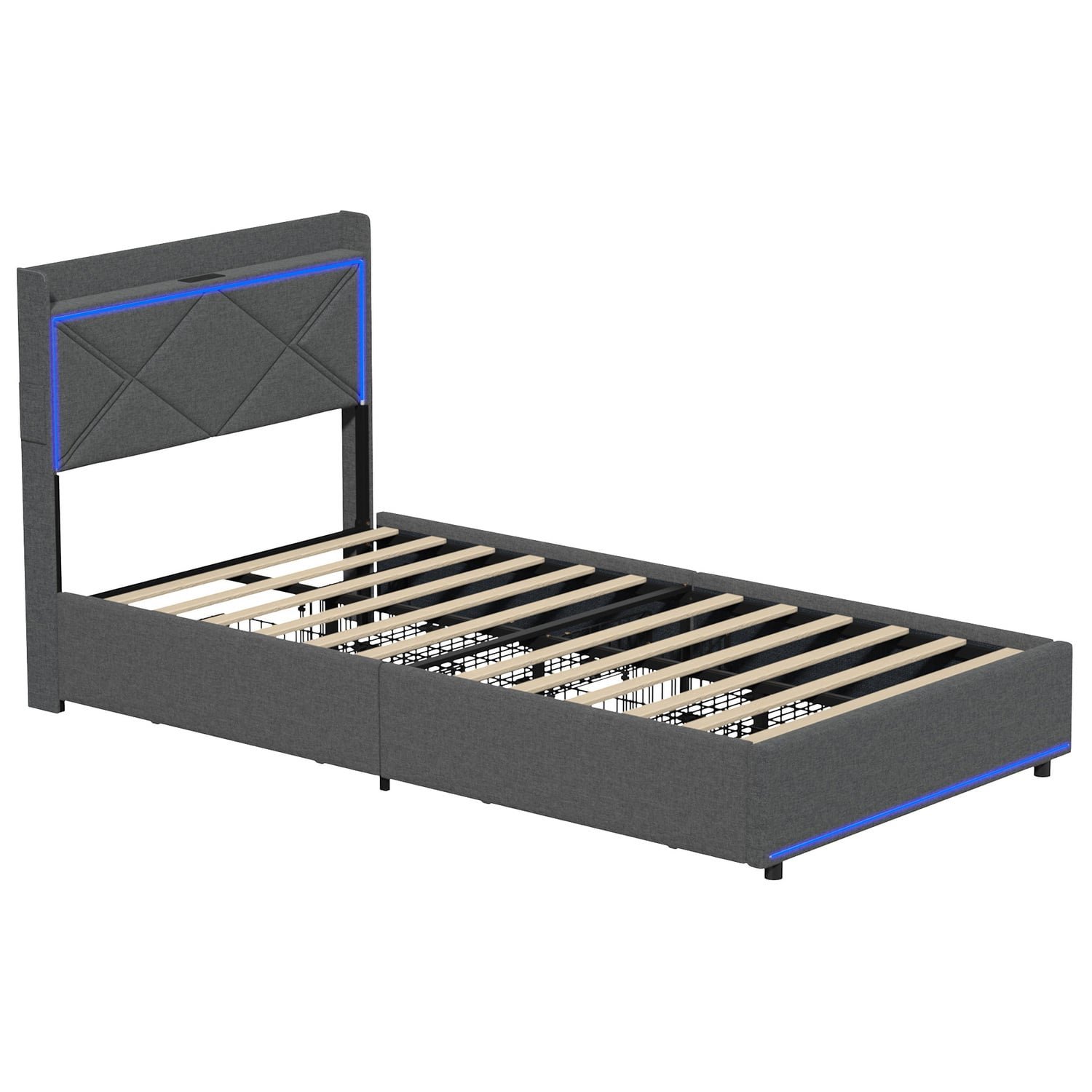Nova Upholstered Bed with LED & Drawers