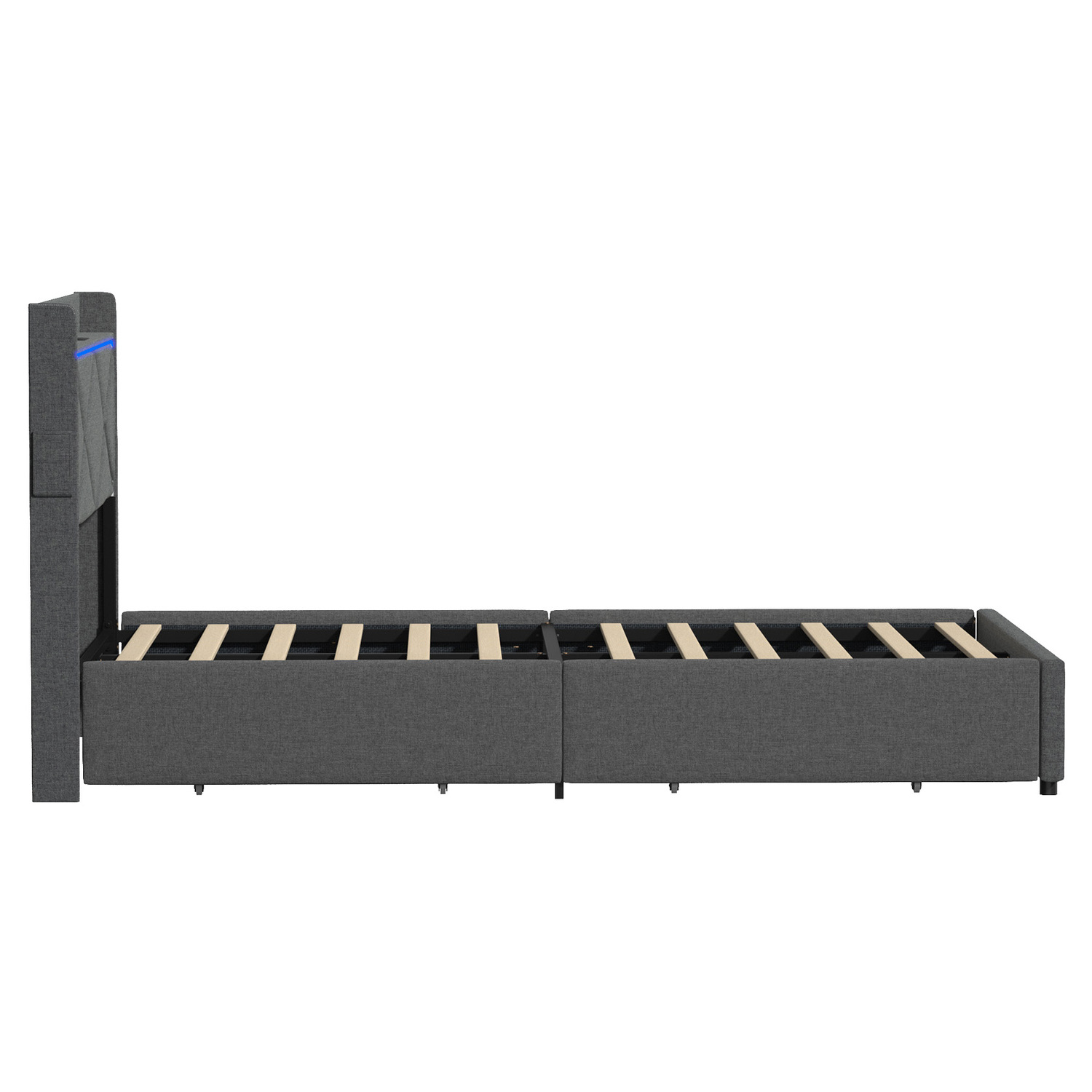 Nova Upholstered Bed with LED & Drawers