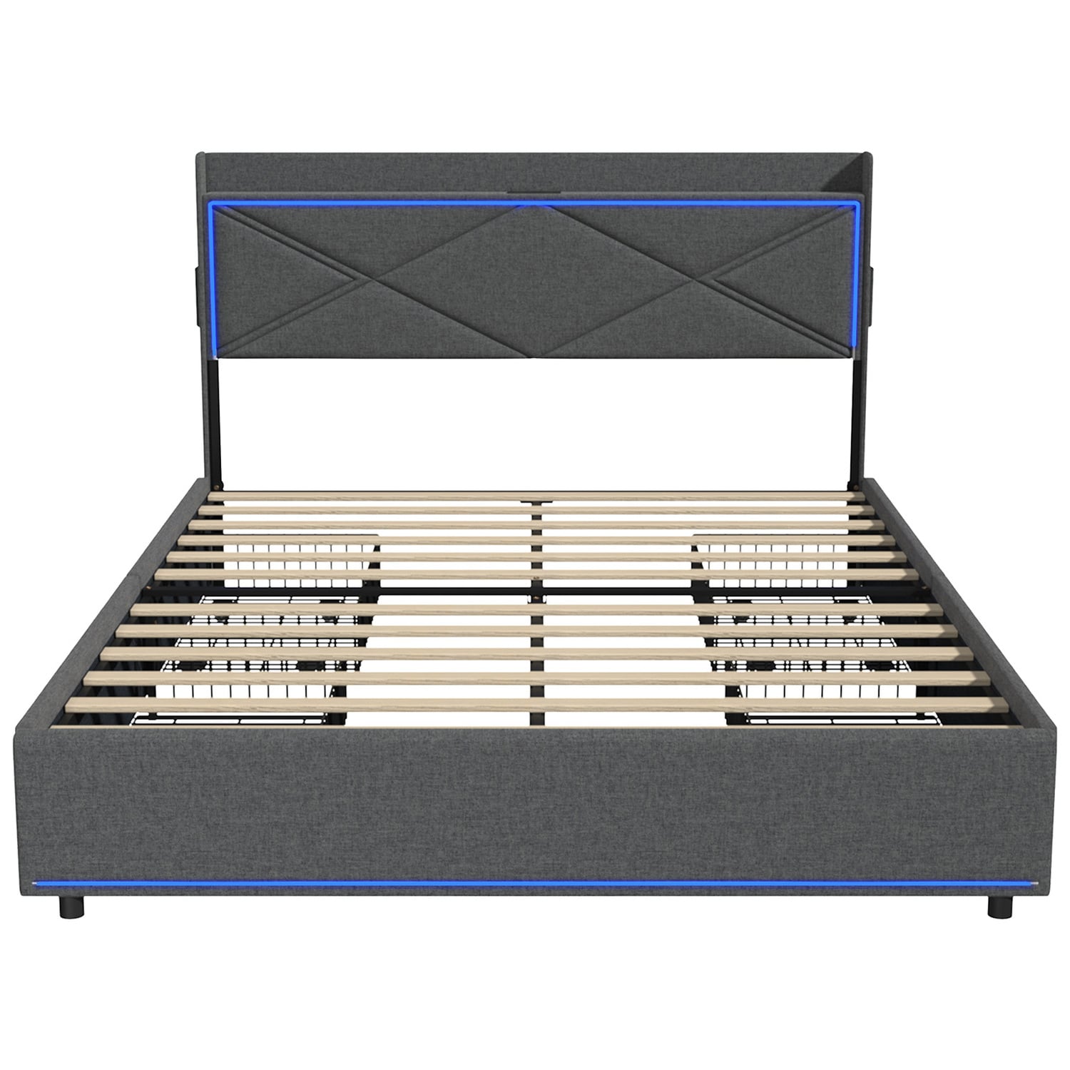 Nova Upholstered Bed with LED & Drawers