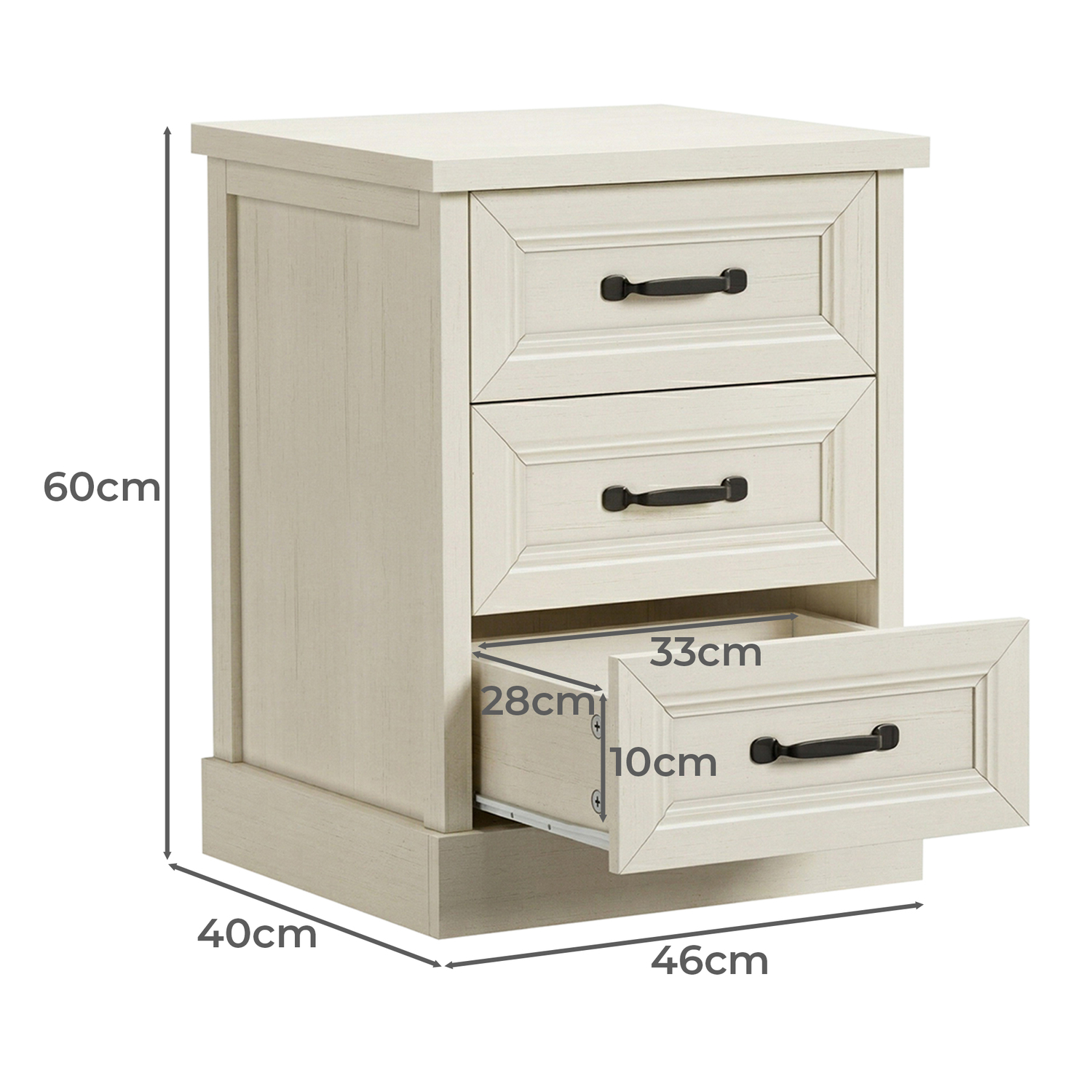 Somer 3 Drawer Bedside Table