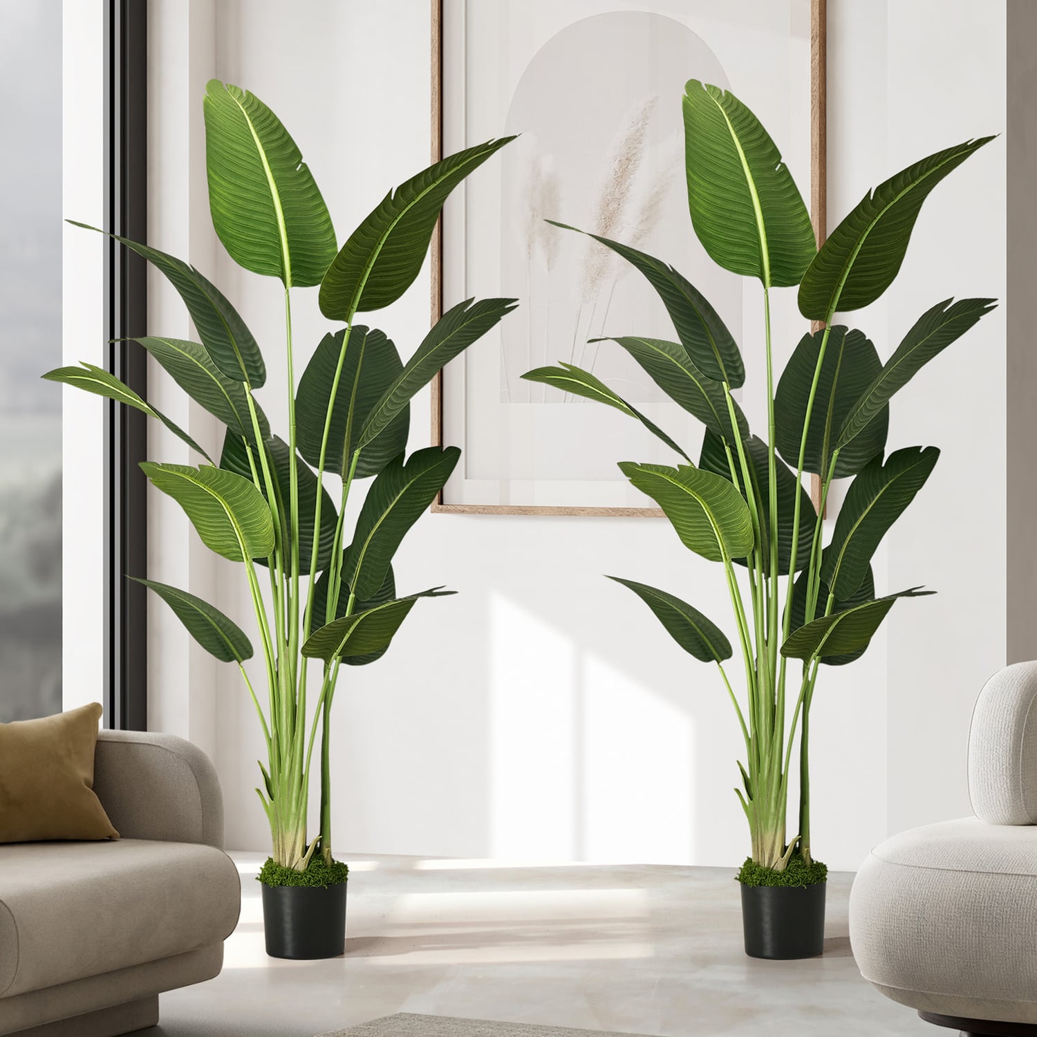 180cm Potted Faux Traveler Banana Trees