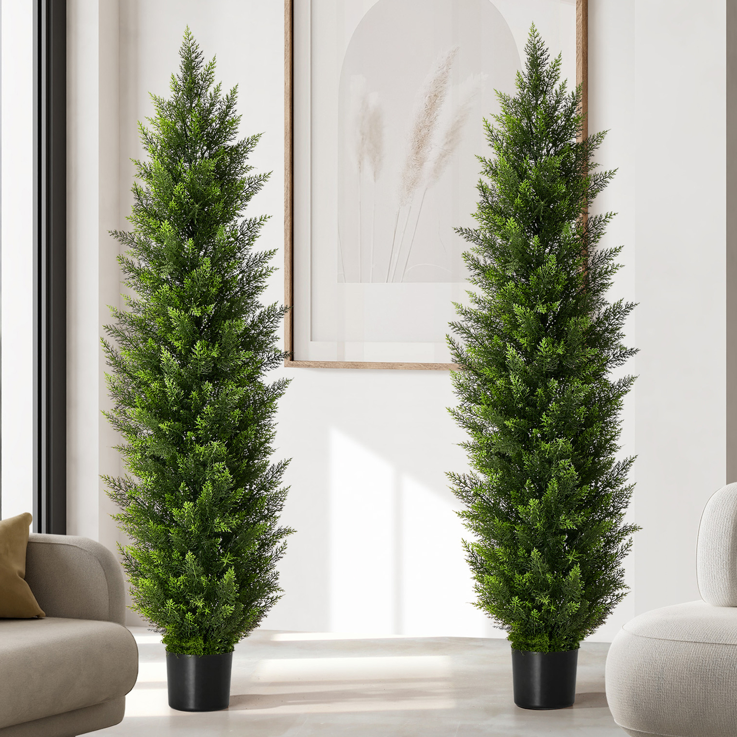150cm Potted Faux Cedar Topiary Trees