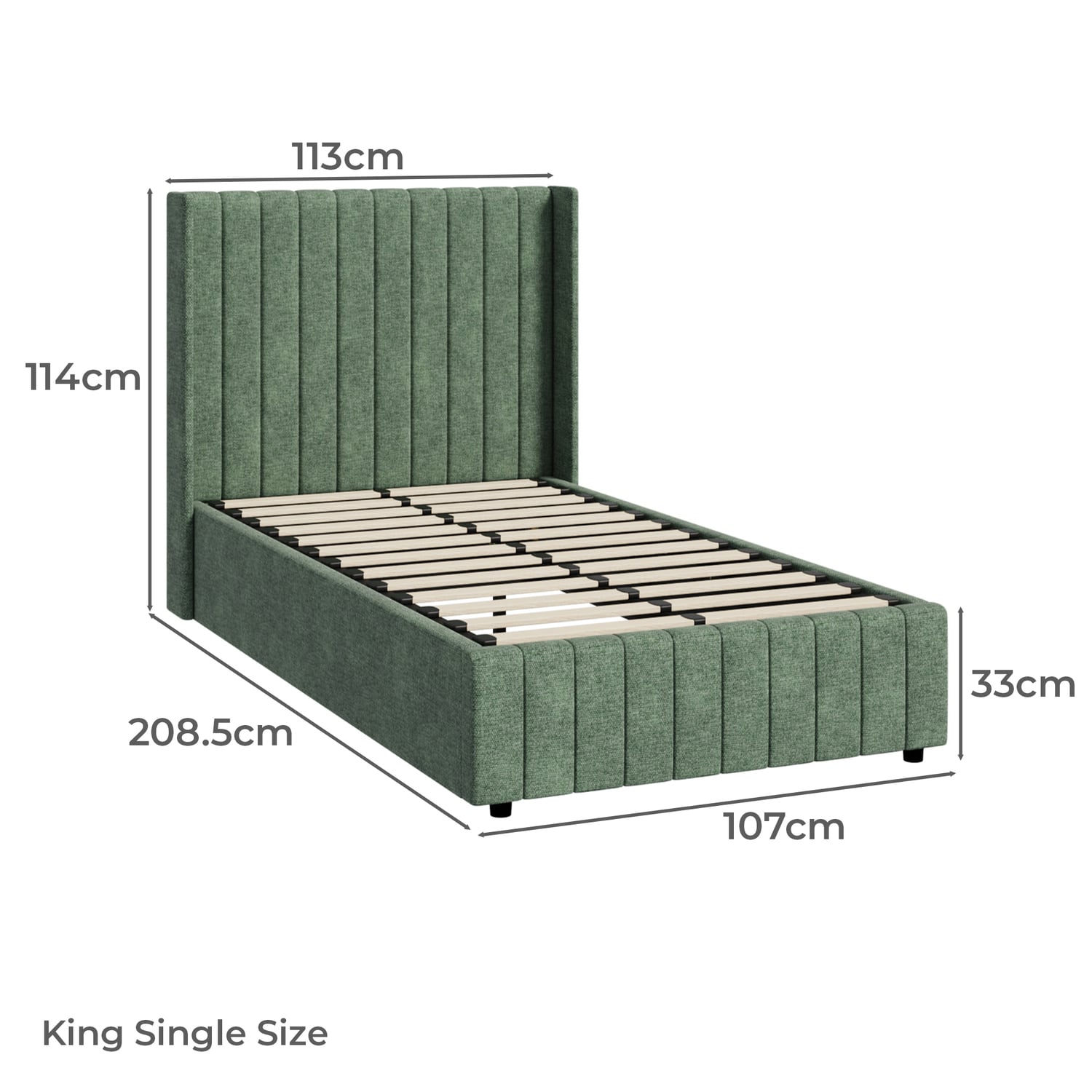 Green Meier Chenille Gas Lift Storage Bed