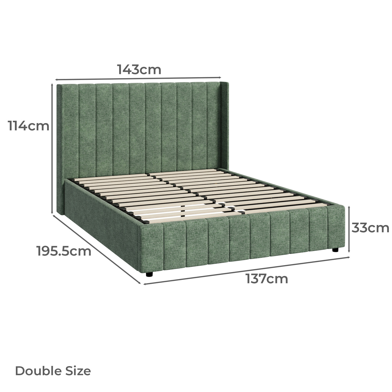 Green Meier Chenille Gas Lift Storage Bed
