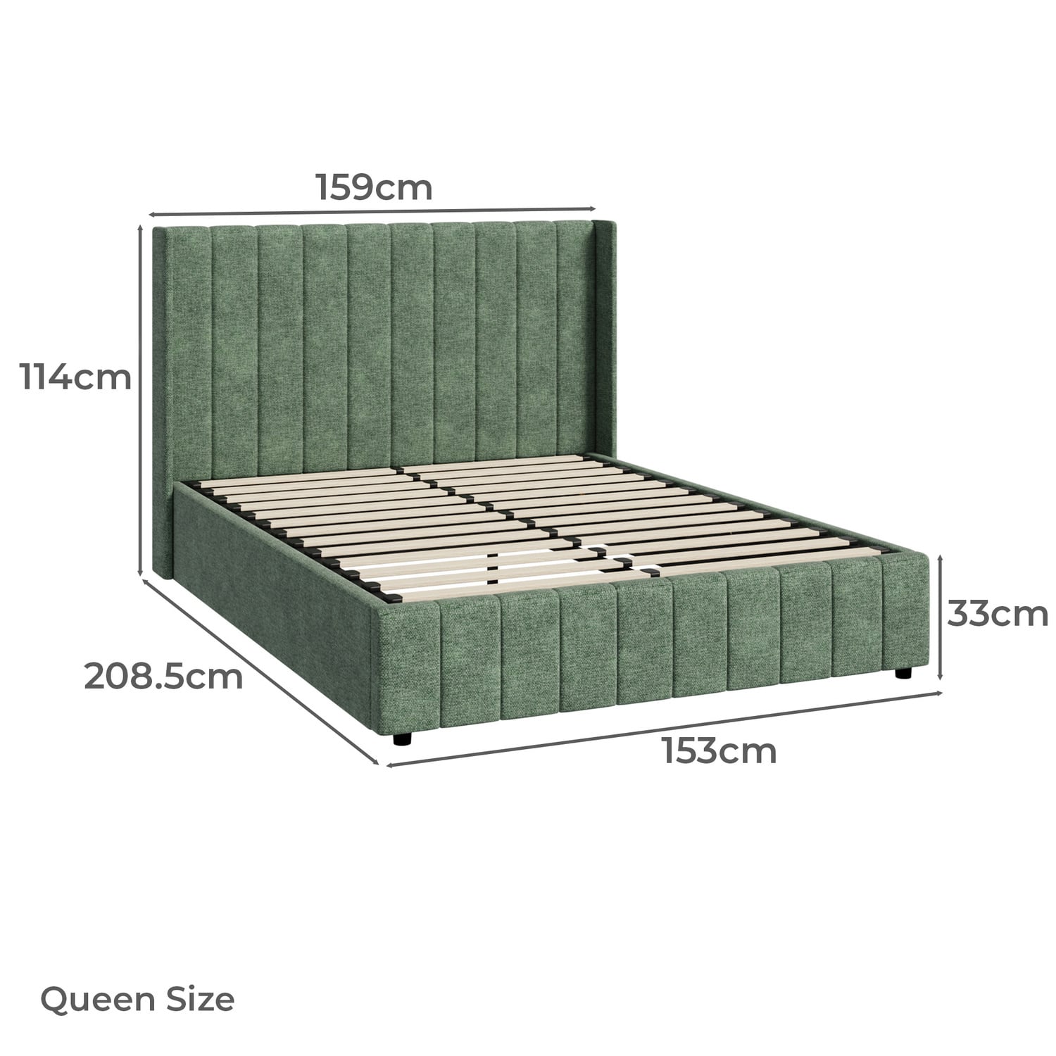 Green Meier Chenille Gas Lift Storage Bed