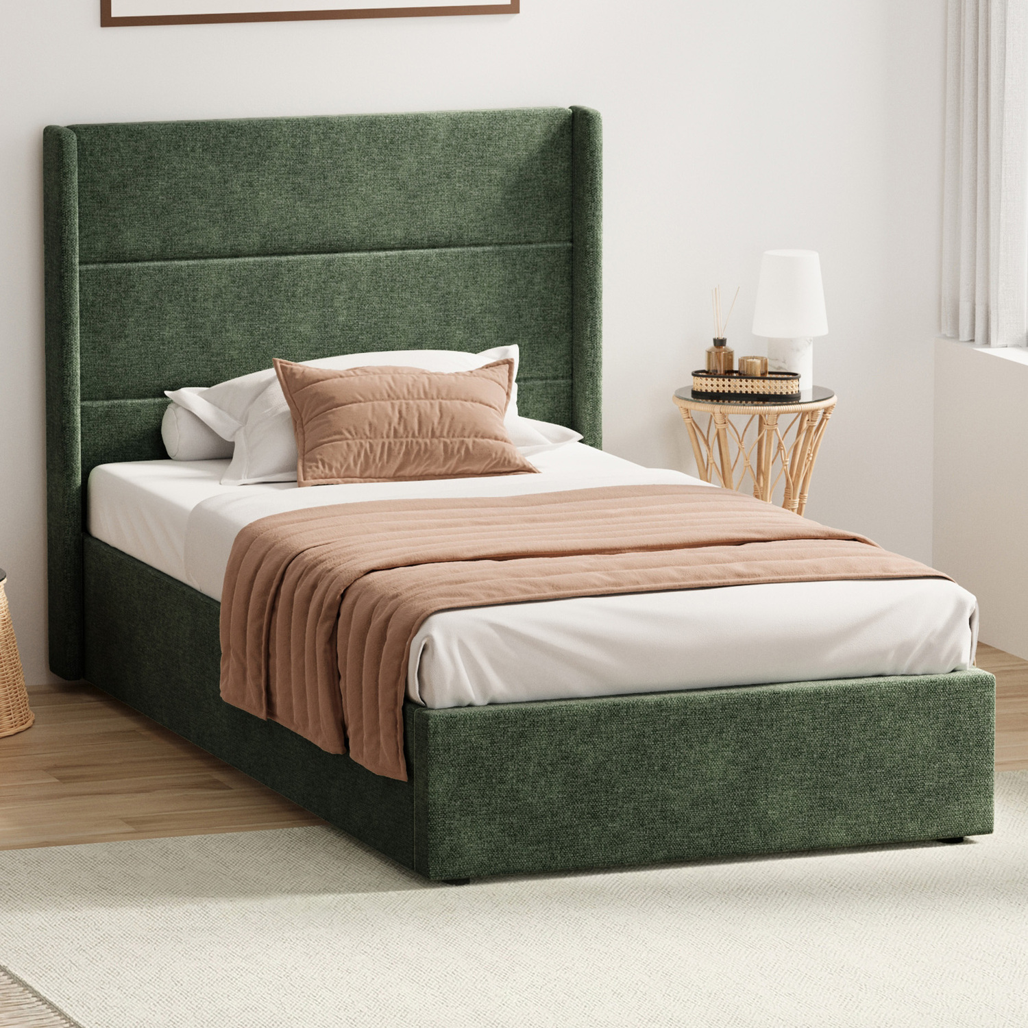 Ciaran Chenille Gas Lift Storage Bed