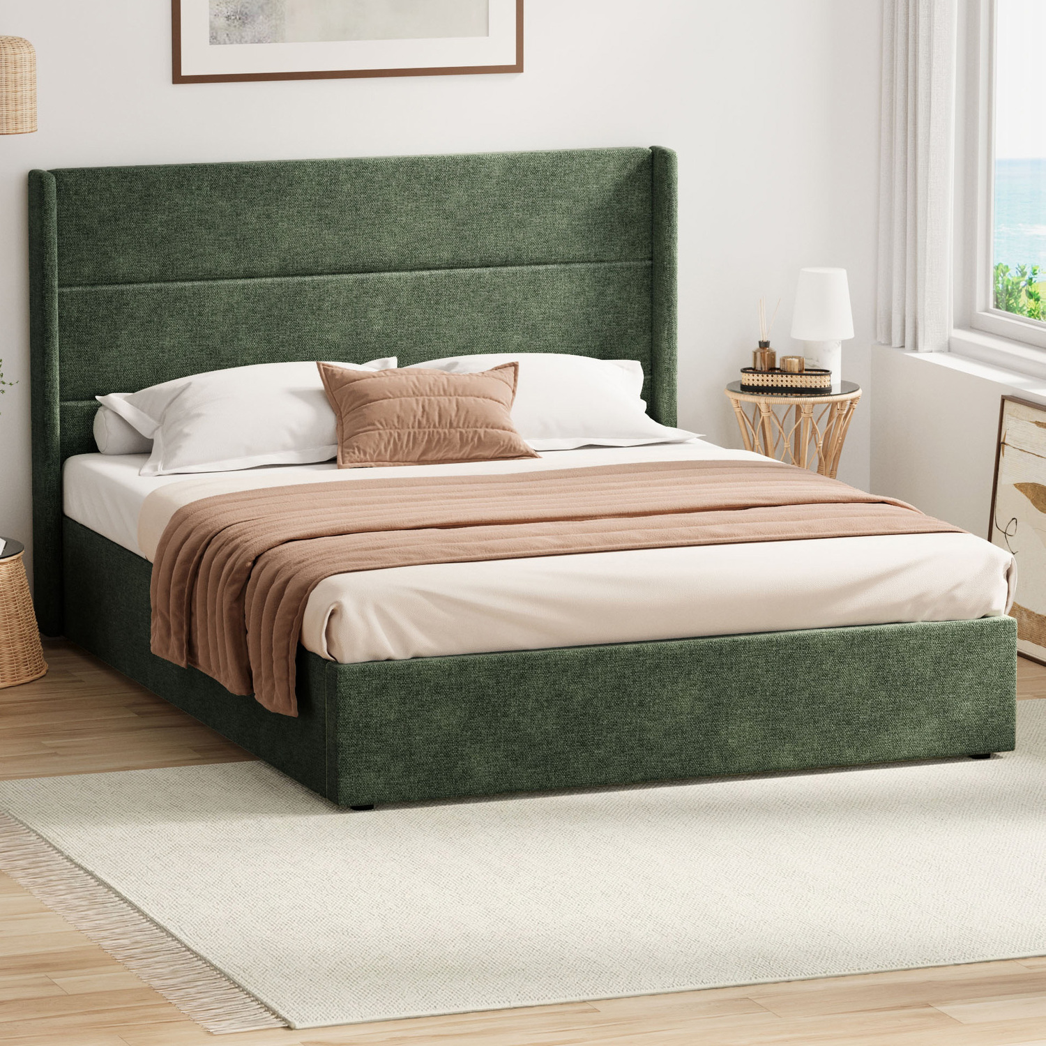 Ciaran Chenille Gas Lift Storage Bed