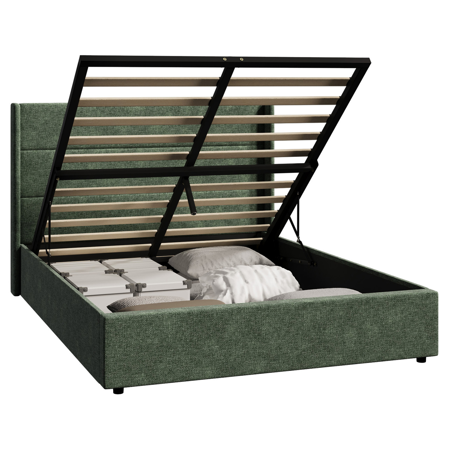 Ciaran Chenille Gas Lift Storage Bed
