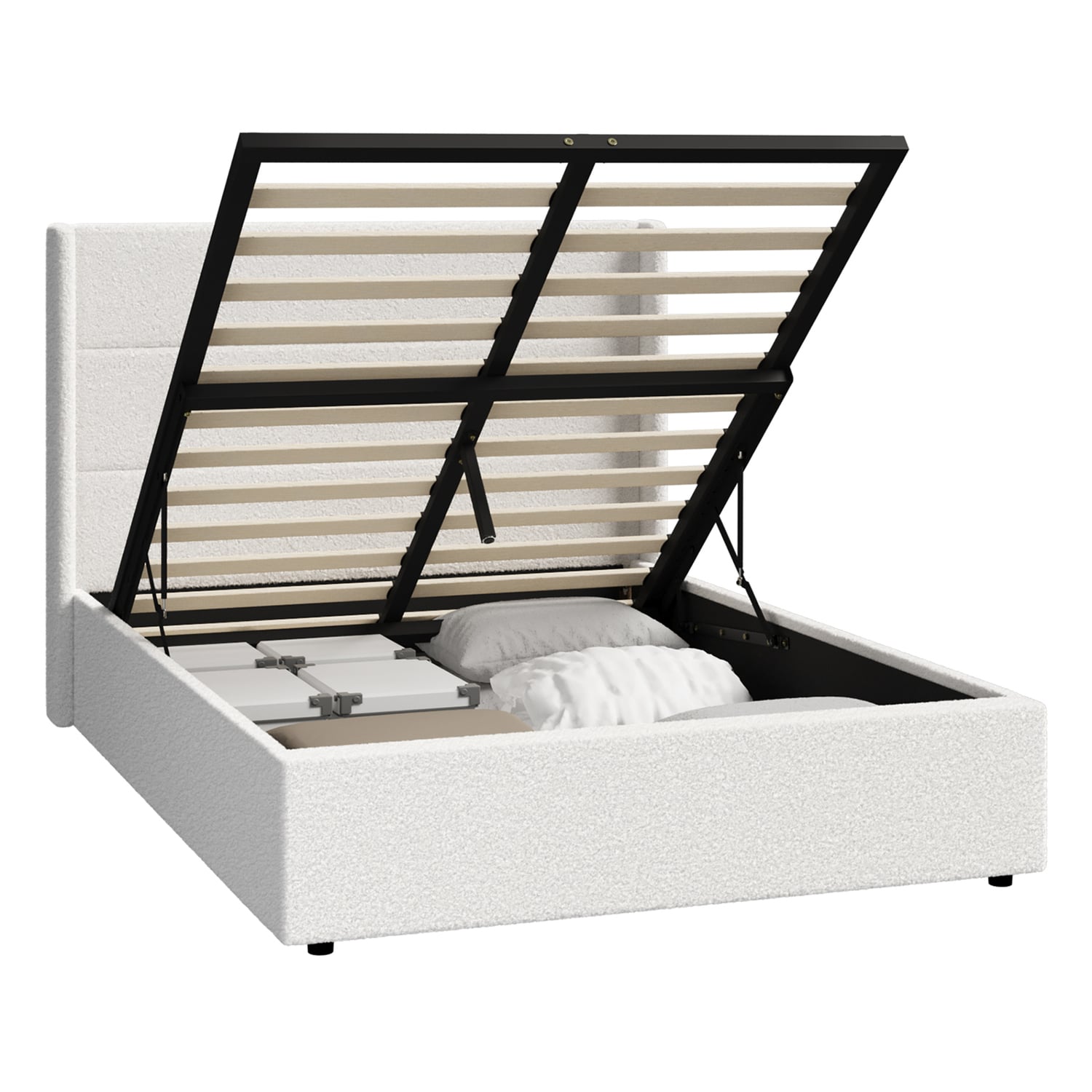 Ciaran Chenille Gas Lift Storage Bed Frame