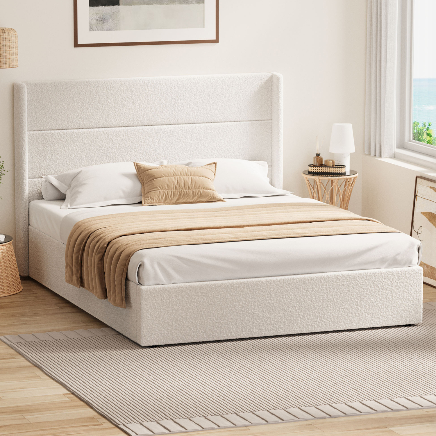 Ciaran Chenille Gas Lift Storage Bed Frame