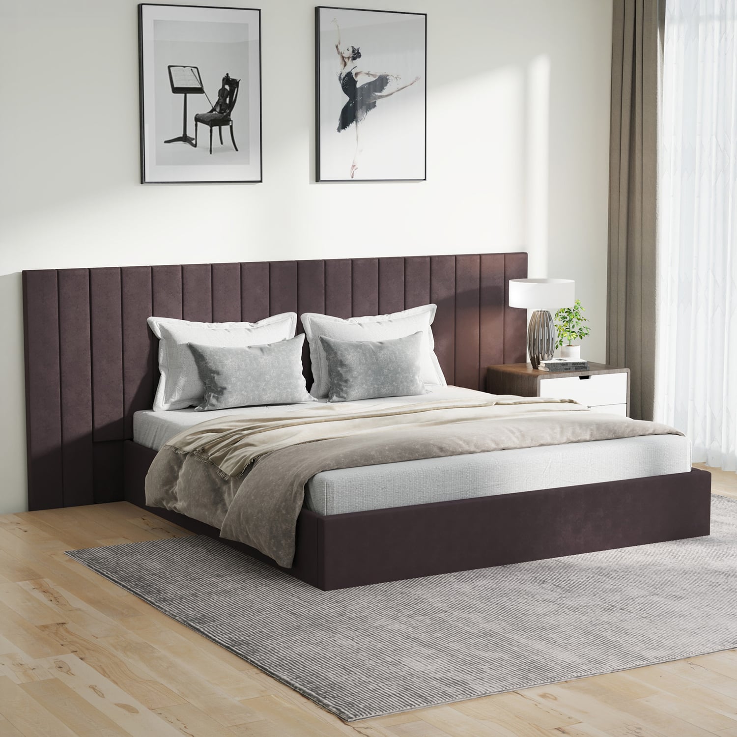 Henri Velvet Gas Lift Storage Bed Frame