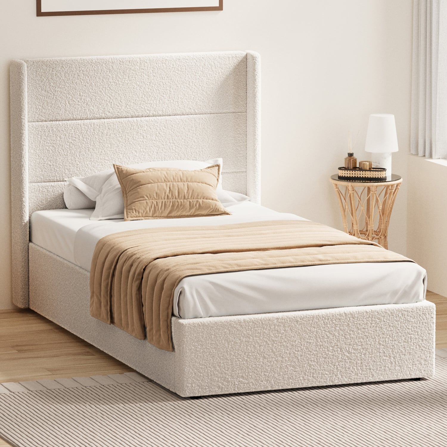 Ciaran Chenille Gas Lift Storage Bed Frame