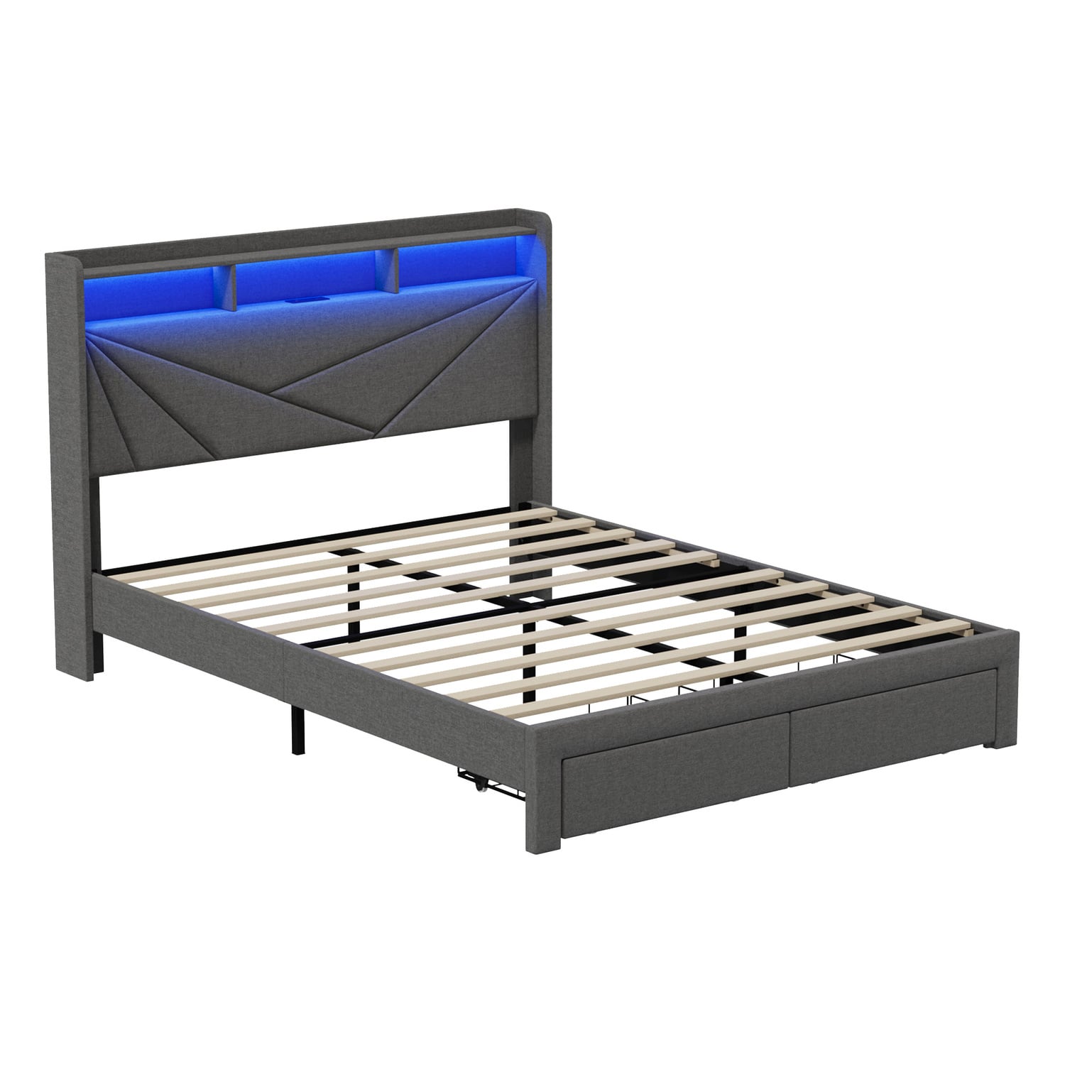 Sophia Bed Frame With Charging Station & Drawers