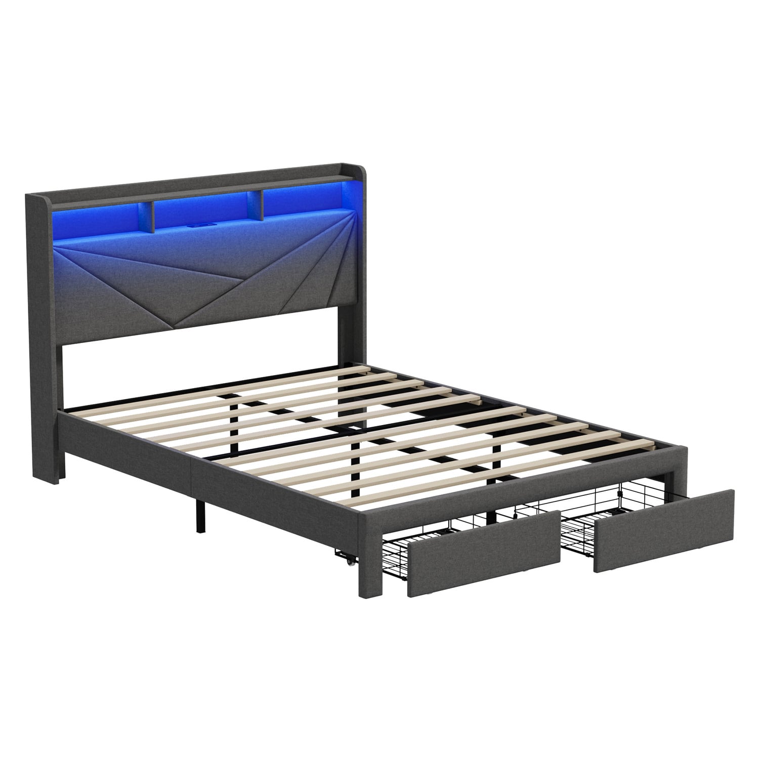 Sophia Bed Frame With Charging Station & Drawers