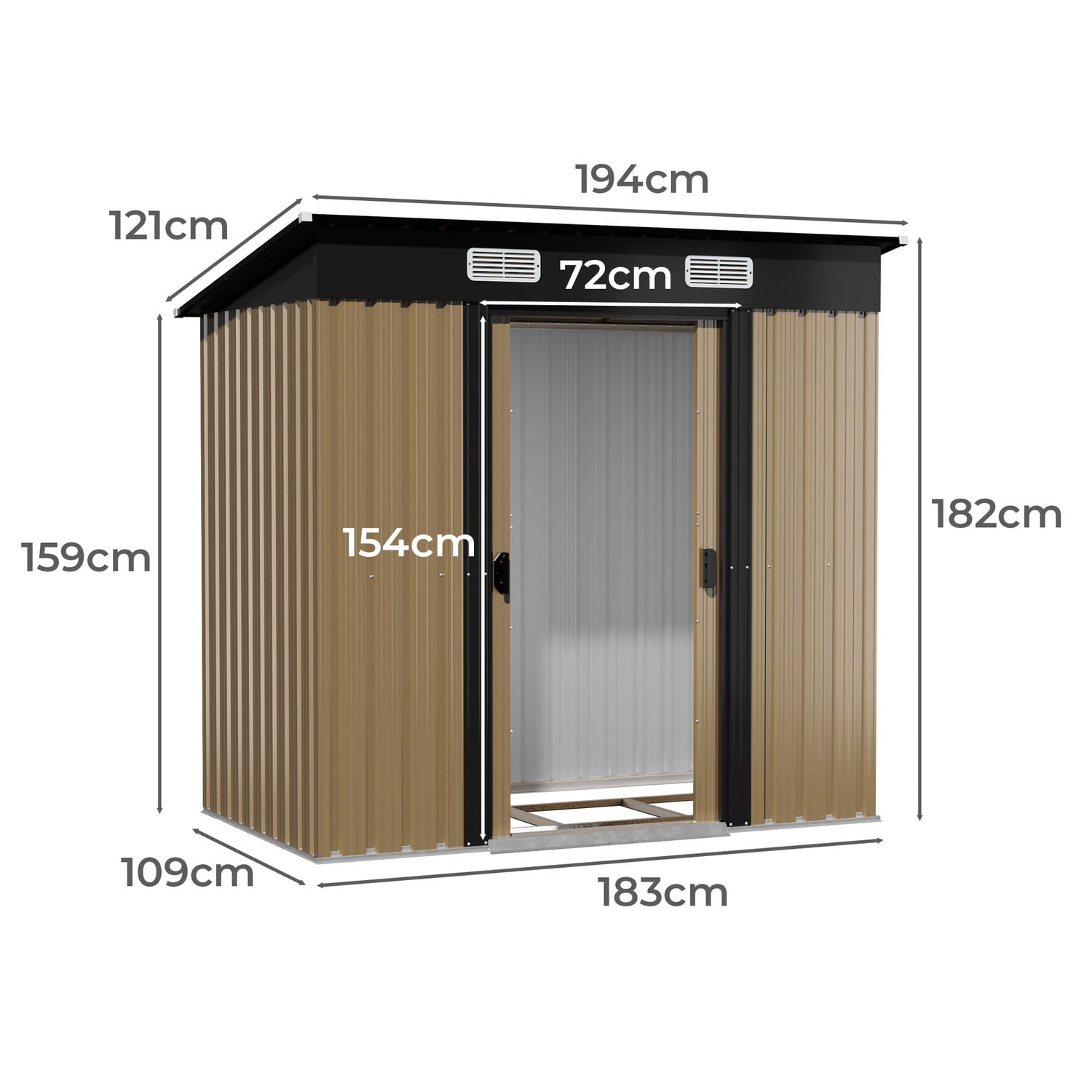 Edison Galvanised Steel Storage Shed with Base