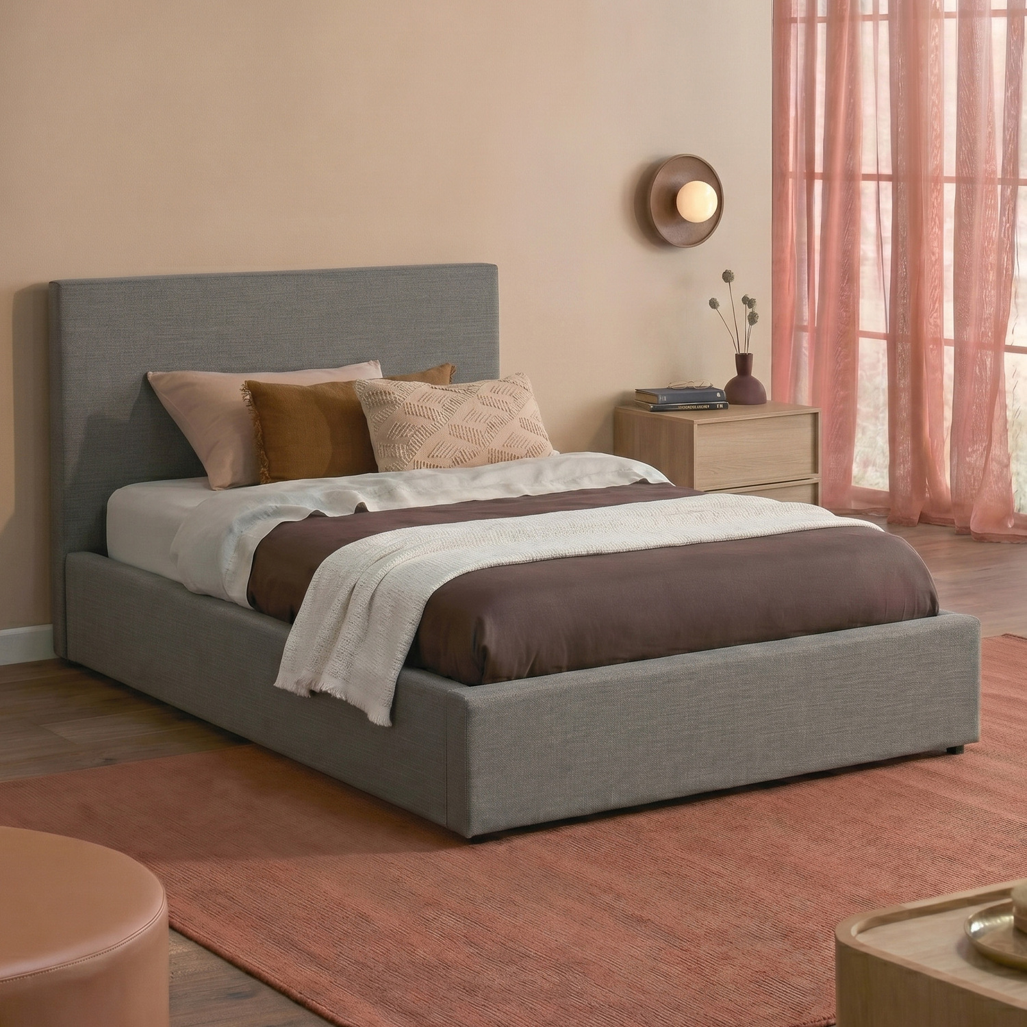 Grey Aldan Gas Lift Storage Bed Frame