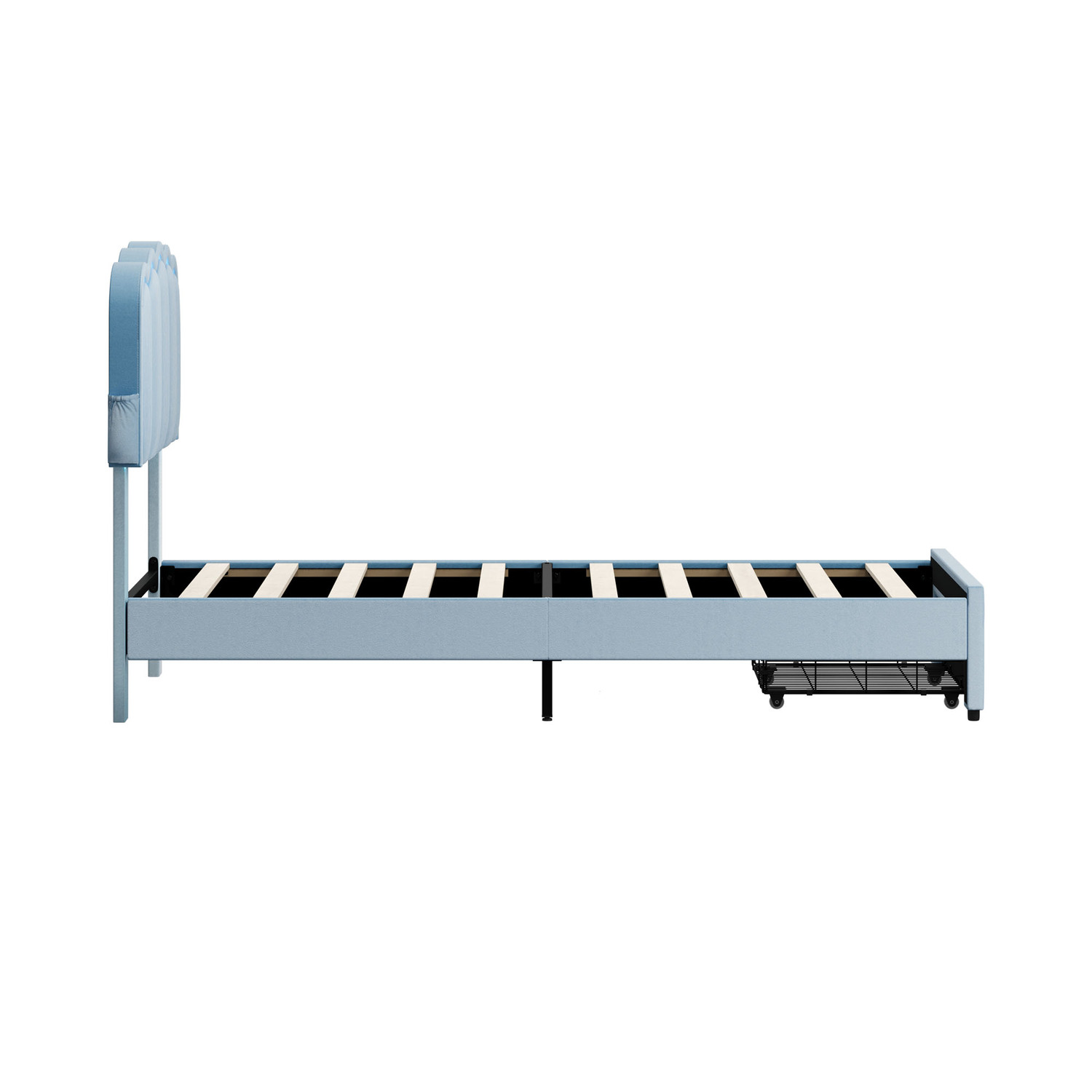 Chloe Velvet Bed Frame with LED & Drawers