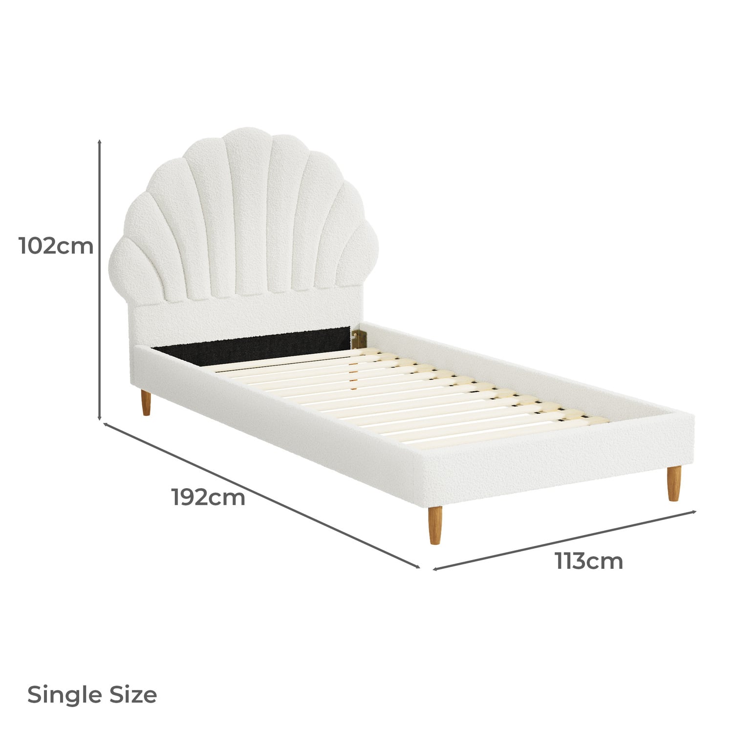 White Florin Single Boucle Bed