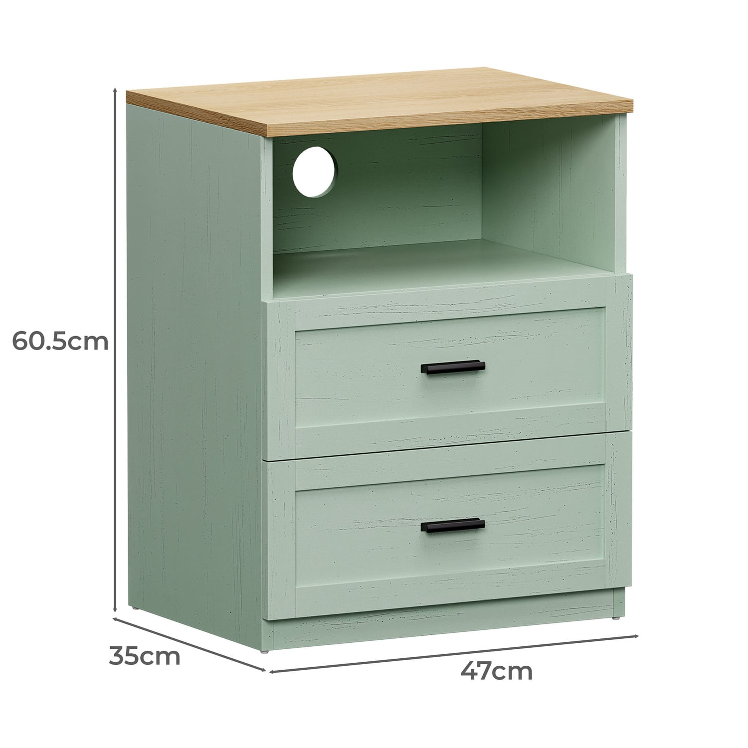 Avery 2 Drawer 1 Shelf Bedside Table