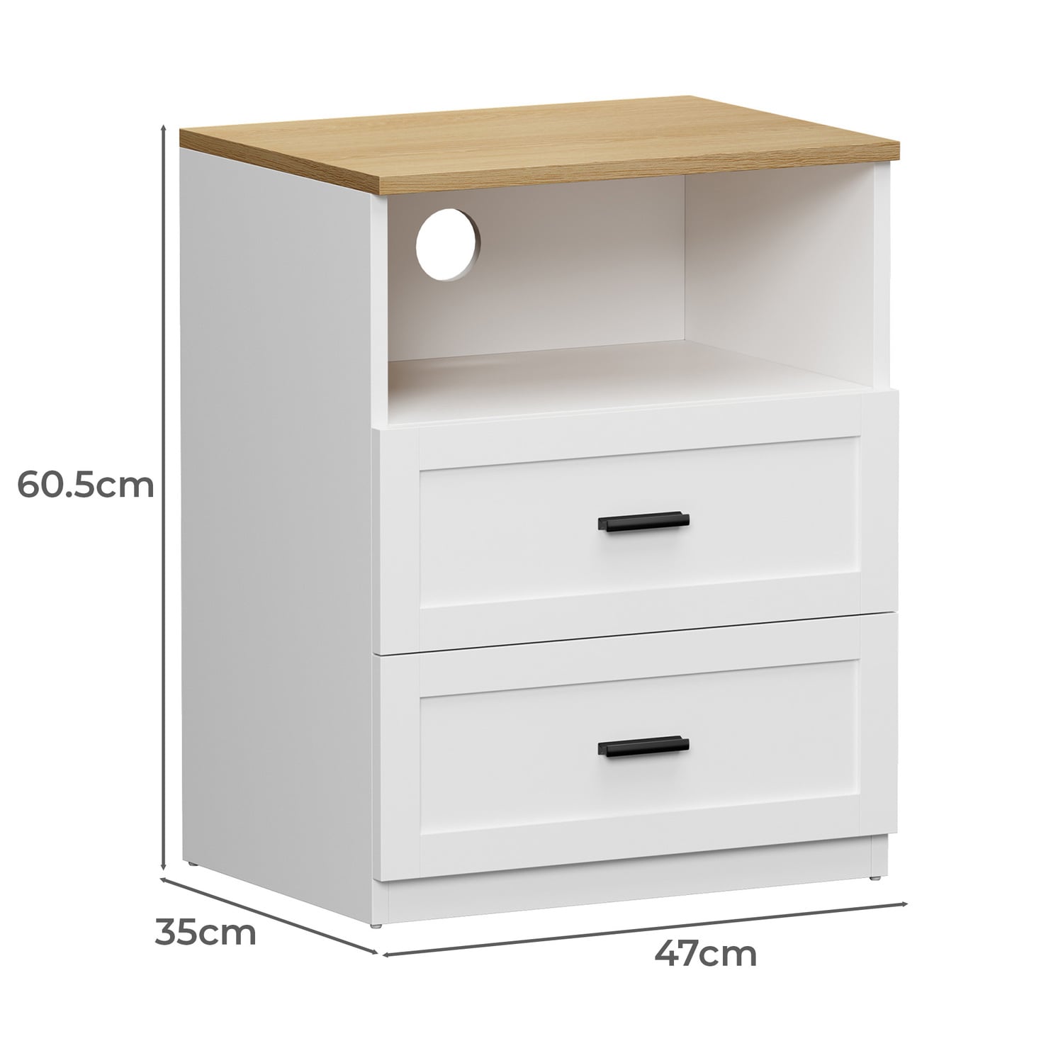 Avery 2 Drawer 1 Shelf Bedside Table