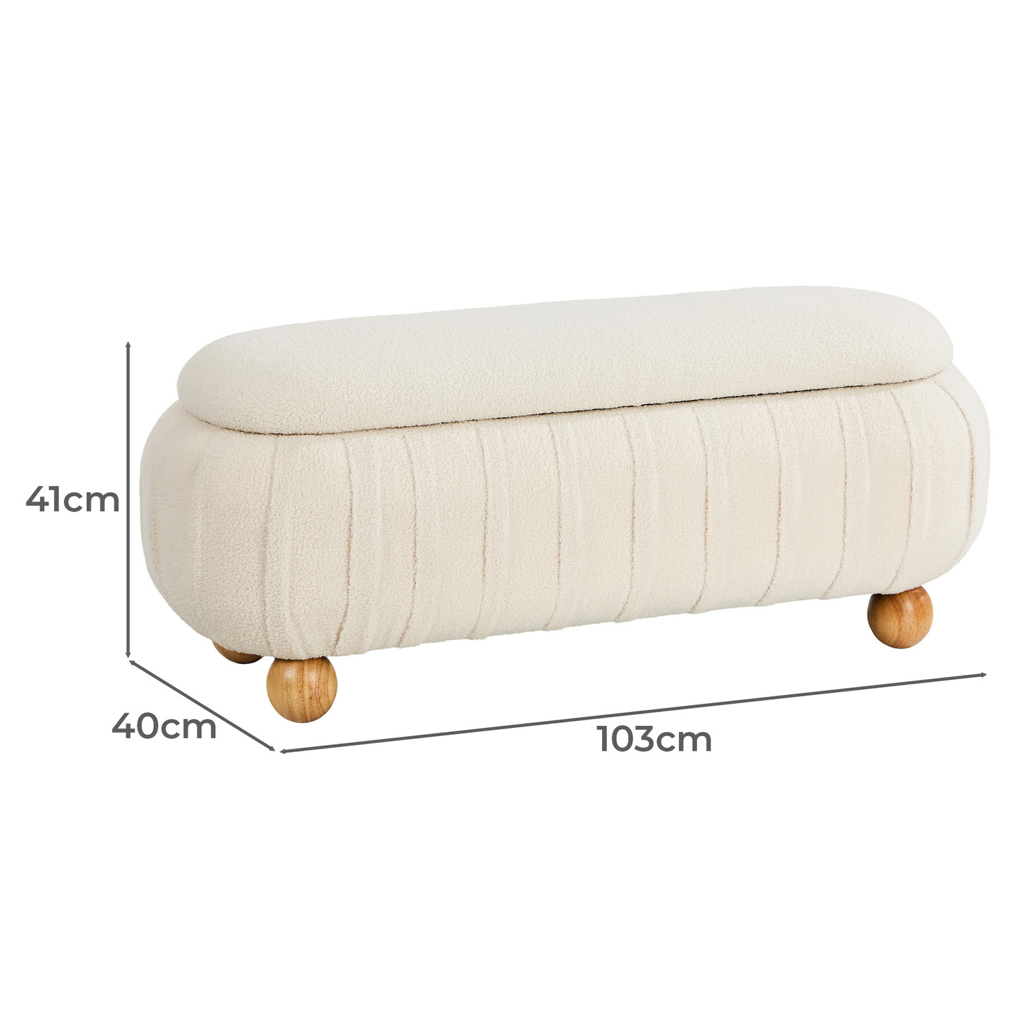 Hadrian Boucle Storage Ottoman Bench